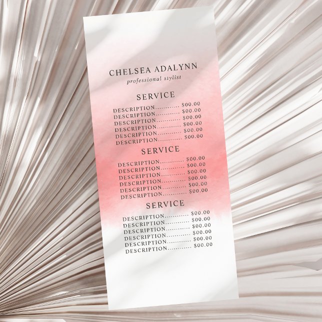 Ombre Pink Watercolor Minimalistisch Rack Card Werbekarte (Von Creator hochgeladen)