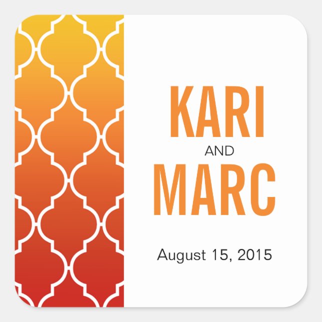 Ombre Quatrefoil Geometric Bevorzugung Decal | Son Quadratischer Aufkleber (Vorderseite)