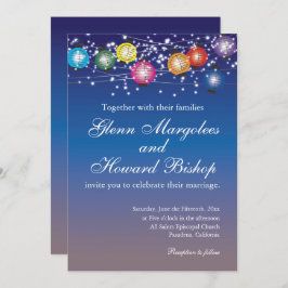 Ombre Rainbow Lanterns Wedding Einladung