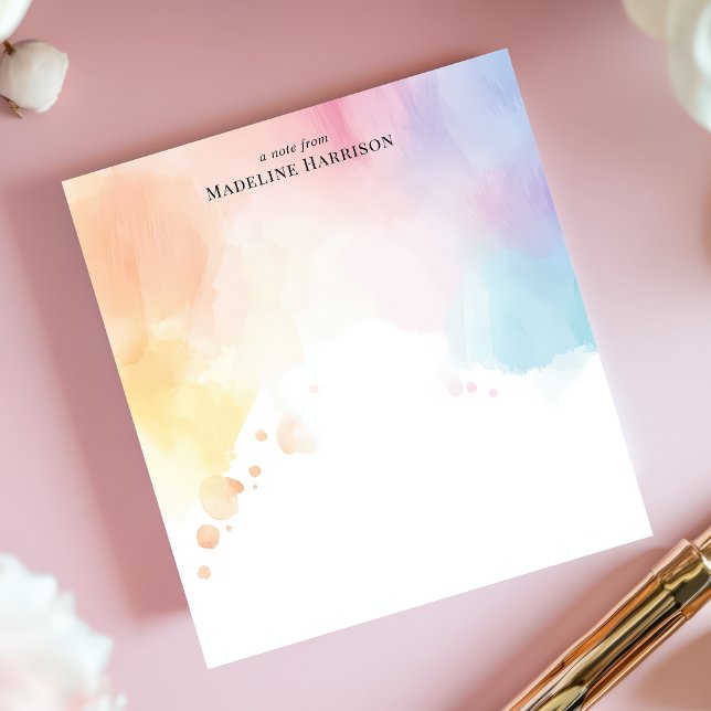 Ombre Rainbow Watercolor Personalisiert Name Notizblock (Von Creator hochgeladen)