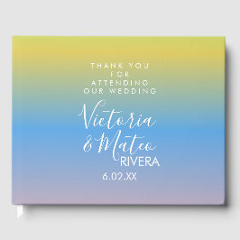 Ombre Rainbow Yellow Blue Pink Wedding Vielen Dank Gästebuch