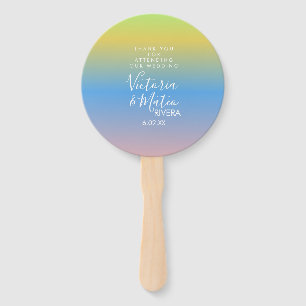 Ombre-Regenbogen Gelb Blau Rosa Hochzeit Danke Fächer