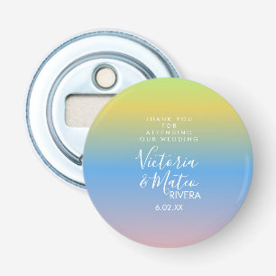 Ombre-Regenbogen Gelb Blau Rosa Hochzeit Danke  Flaschenöffner