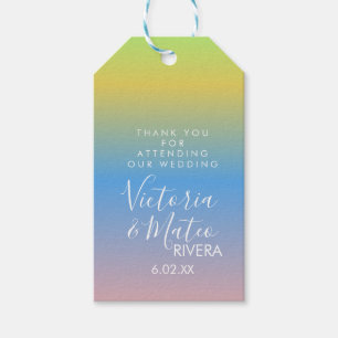 Ombre Regenbogen Gelb Blau Rosa Hochzeit Geschenkanhänger