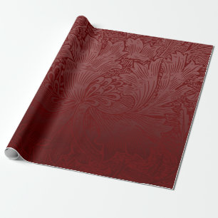 Ombré Rich Red Classic William Morris Floral Geschenkpapier