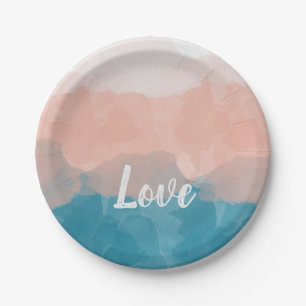 Ombre Rosa und Blau Liebe Graceful Gradient Pappteller