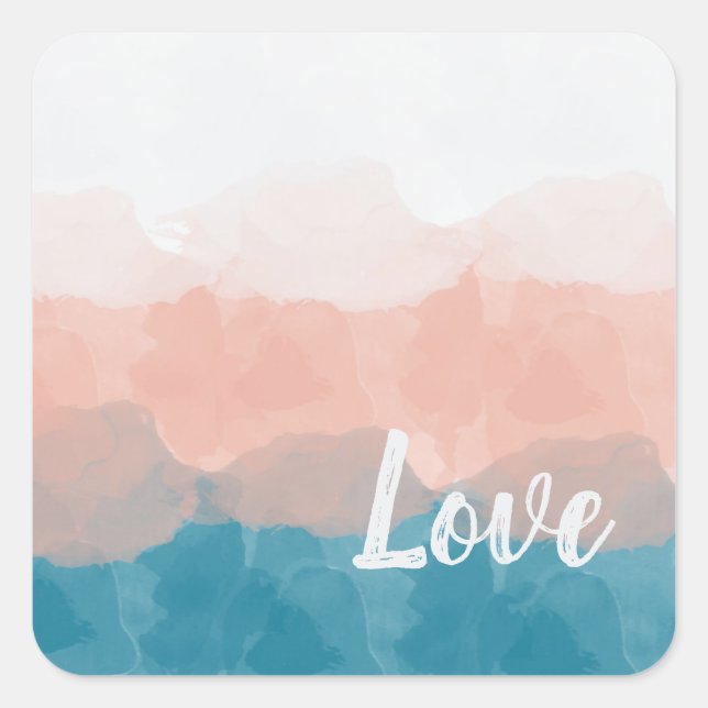 Ombre Rosa und Blau Liebe Graceful Gradient Quadratischer Aufkleber (Vorderseite)