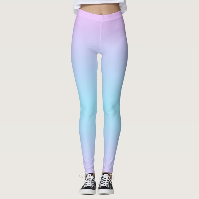 Ombré rosa und türkisfarben glänzen leggings (Vorderseite)