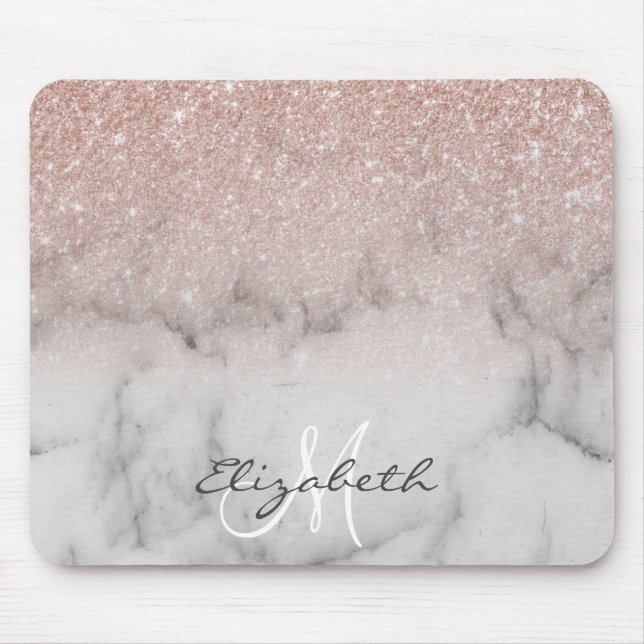 Ombre Rose Gold Glitzer Classic Marble Mousepad (Vorne)