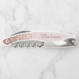 Ombre Rose Gold stilvolles Monogramm Glitter Kellnermesser