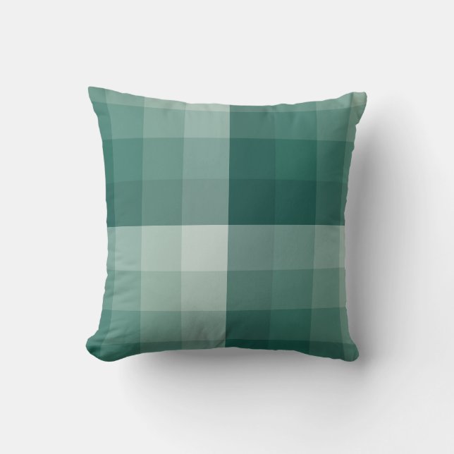 Ombre Schachbrett Blocks Pine Green Kissen (Vorderseite)