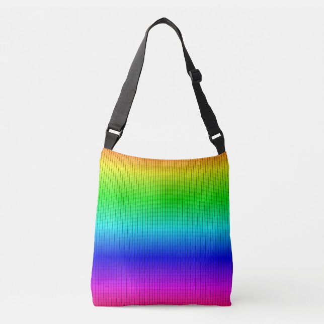 Ombre schattierte Regenbogen-Neon-Gitter Tragetaschen Mit Langen Trägern (Vorderseite)
