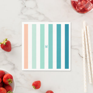 Ombre Sea Shore Strip & Personalisiert Monogram Serviette