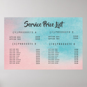 Ombre Service Preis Menü Individuell Gedrucktes Po Poster