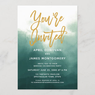 Ombre Sie sind eingeladen Brush Typografie Hochzei Einladung