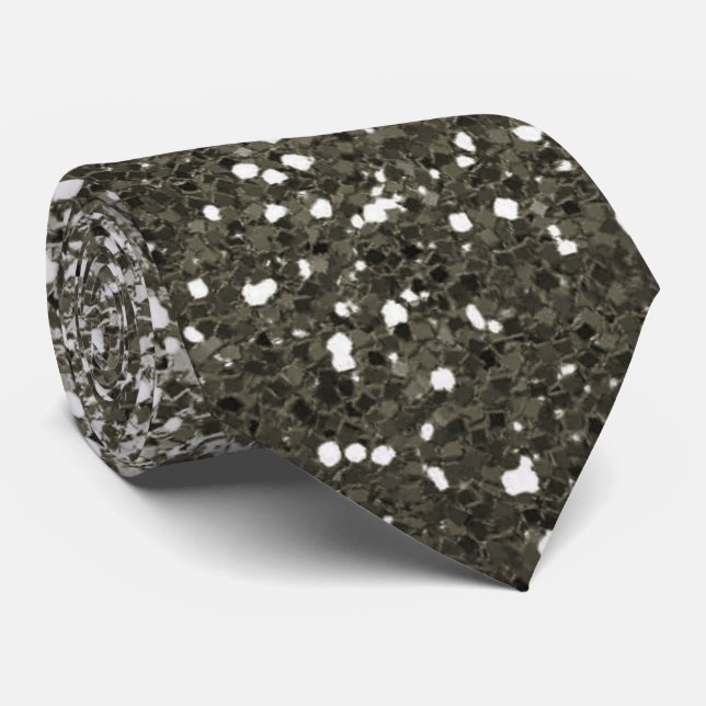 Ombre Silver Glitzer Sparkle Elegant Neck Tie Krawatte (Gerollt)