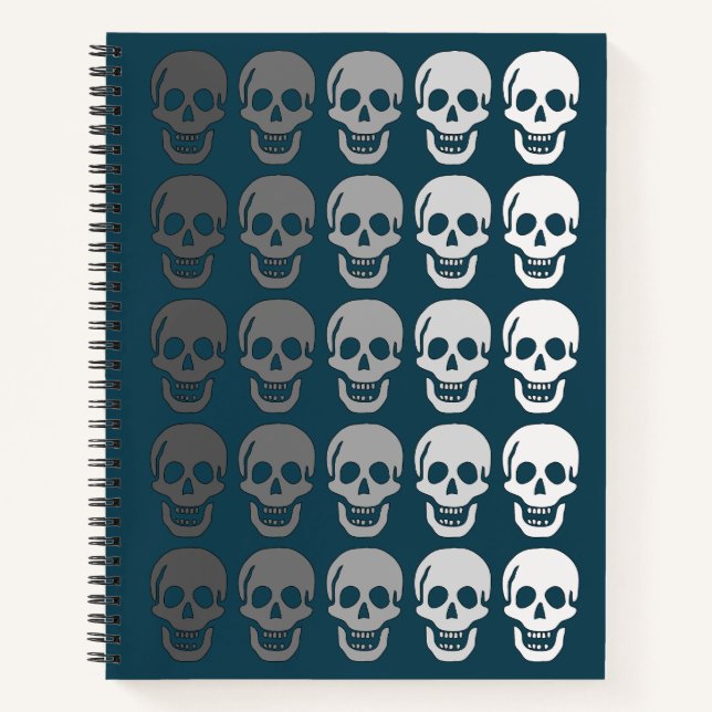 Ombre Skulls, Aquamarin Notizbuch (Vorderseite)
