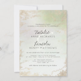 Ombre Spring Green Gold Foil Watercolor Wedding Einladung