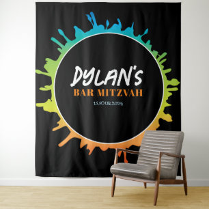 Ombre Spritzer Bat Bar Mitzvah Foto-Op Hintergrund Wandteppich