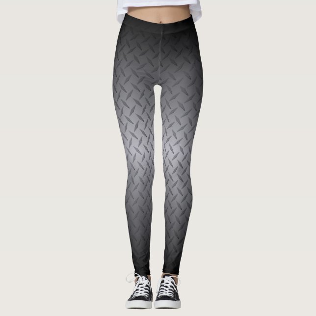 Ombre Steel Diamond Plate Muster Leggings (Vorderseite)