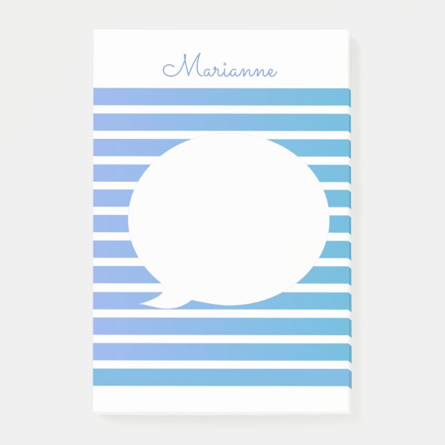 Ombré Stripes Blue Blase Post-it Notes Klebezettel (Vorderseite)