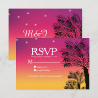 Ombre Sunset Beach Tropical Palm Trees Wedding