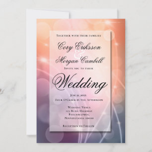 Ombre Sunset Color Modern Bokeh Lights Wedding Ankündigung