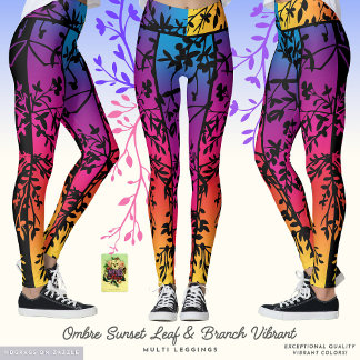 Ombre Sunset Leaf und Branch Vibranch Leggings