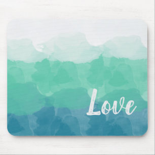 Ombre Türkis Blau und Neo Mint Liebe Gradient Mousepad