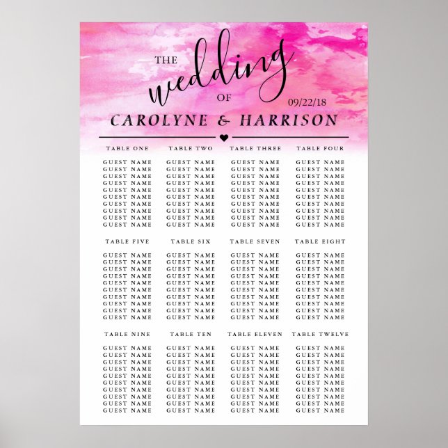 Ombre Wasserfarbe Hochzeitskarte - Rosa Poster (Vorne)