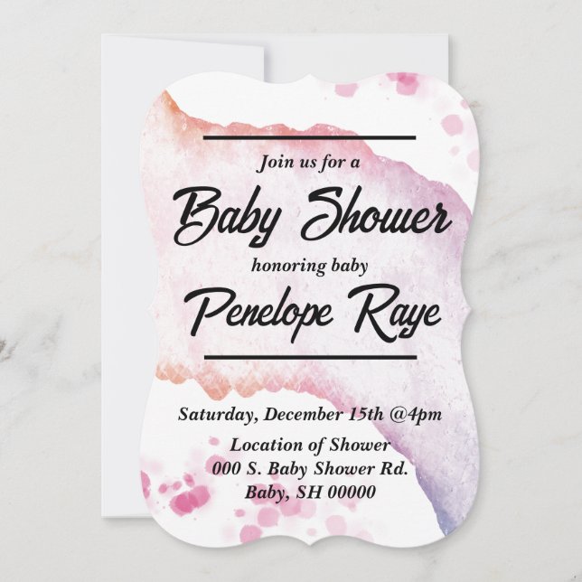 Ombre Wasserfarbenschutzkarte Einladung (Vorderseite)