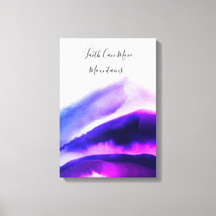 Ombre Watercolor Blaue und rosa Berge Leinwanddruck