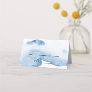 Ombre Watercolor Escort Card   Blau Platzkarte