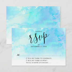 Ombre-Watercolor-Hochzeits-RSVP-Karte - Blau Einladung