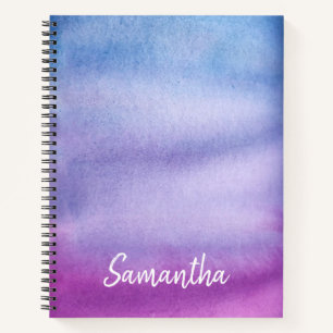 Ombre Watercolor Individuelle Name Lila/Blue Noteb Notizbuch