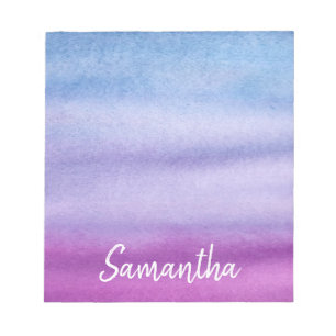 Ombre Watercolor-Name-lila/blauer Notizblock