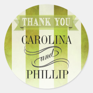 Ombre Watercolor Streifen Vielen Dank   Birne Runder Aufkleber