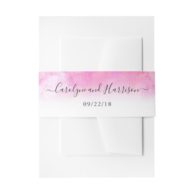 Ombre Watercolor Wedding Bly Bands - Rosa Einladungsbanderole (Vorderseite Beispiel)