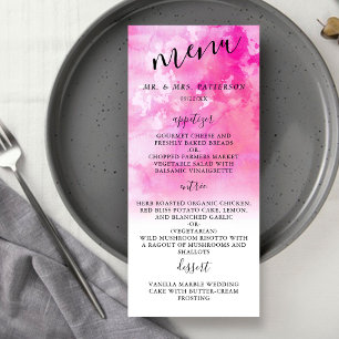 Ombre Watercolor Wedding Menu Cards - Rosa Werbekarte