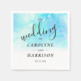 Ombre Watercolor Wedding Paper Napkins - Blau Serviette