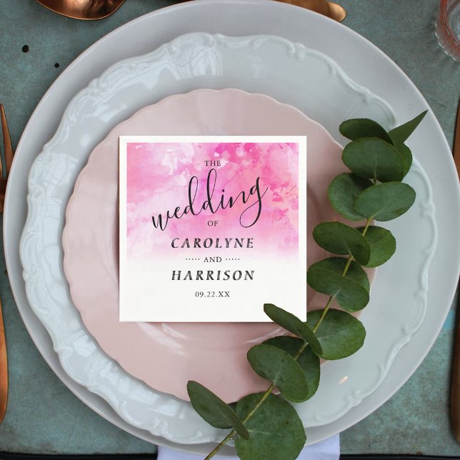 Ombre Watercolor Wedding Paper Napkins - Rosa Serviette (Von Creator hochgeladen)