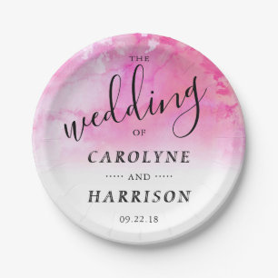 Ombre Watercolor Wedding Paper Teller - Pink