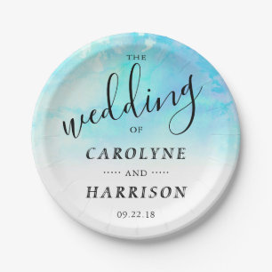 Ombre Watercolor Wedding Paper Tellers - Blau Pappteller