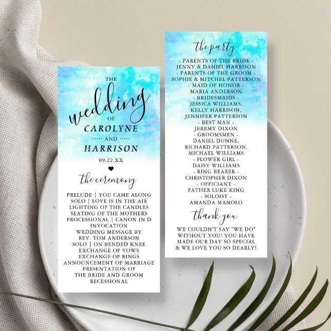Ombre Watercolor Wedding Program Cards - Blue Programm (Von Creator hochgeladen)