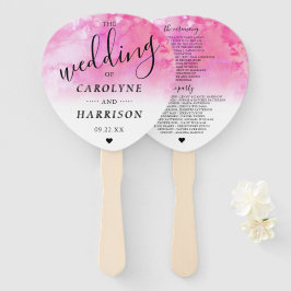 Ombre Watercolor Wedding Program Hand Fans - Rosa Fächer
