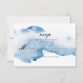 Ombre Watercolor Wedding Reply Card | Blau RSVP Karte