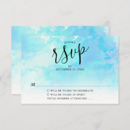 Ombre Watercolor Wedding RSVP Card - Blau Einladung