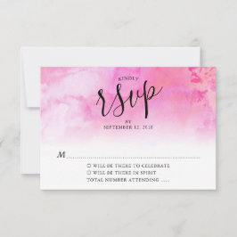 Ombre Watercolor Wedding RSVP Card - Rosa Karte