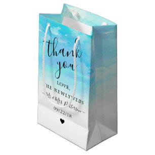 Ombre Watercolor Wedding Vielen Dank Gift Bag - Bl Kleine Geschenktüte