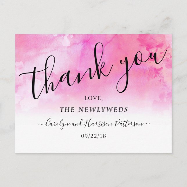 Ombre Watercolor Wedding Vielen Dank Postkarten -  (Vorderseite)